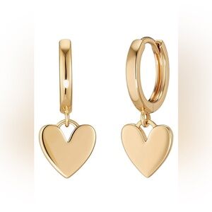 VACRONA Gold Heart Hoop Huggie Earrings for Women 14k Gold Plated Small Hoops
